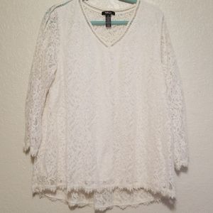 Cream Lace Blouse 1X